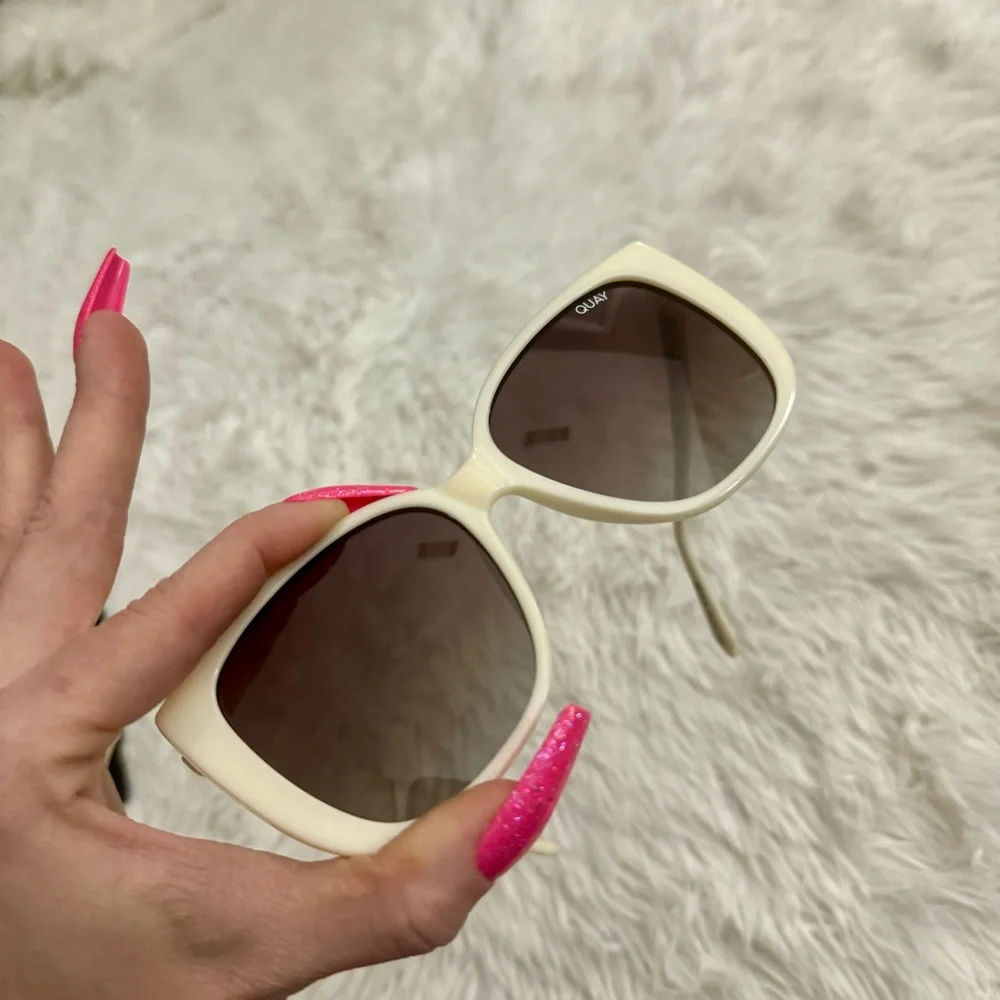 Quay Australia White Frame Black Lens Oversized Sunglasses